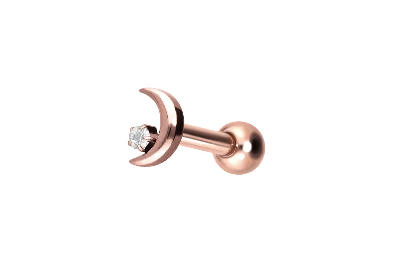 Titan Ohrpiercing mit Innengewinde MOND + KRISTALL